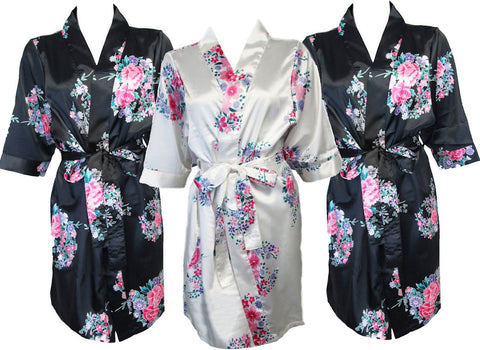 Satin Floral Blank Bridal Party Robes