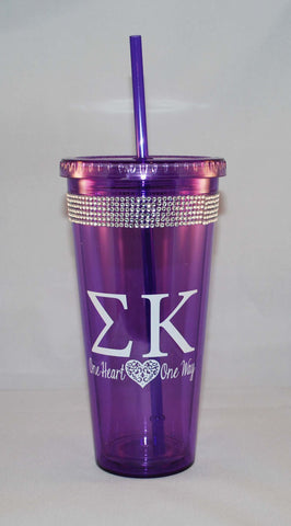 Rhinestone Sigma Kappa Tumbler
